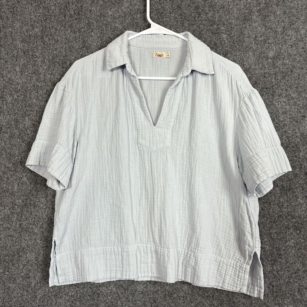 Faherty Desmond Top Blouse  Womens Size S Blue Dream Cotton Gauze Organic